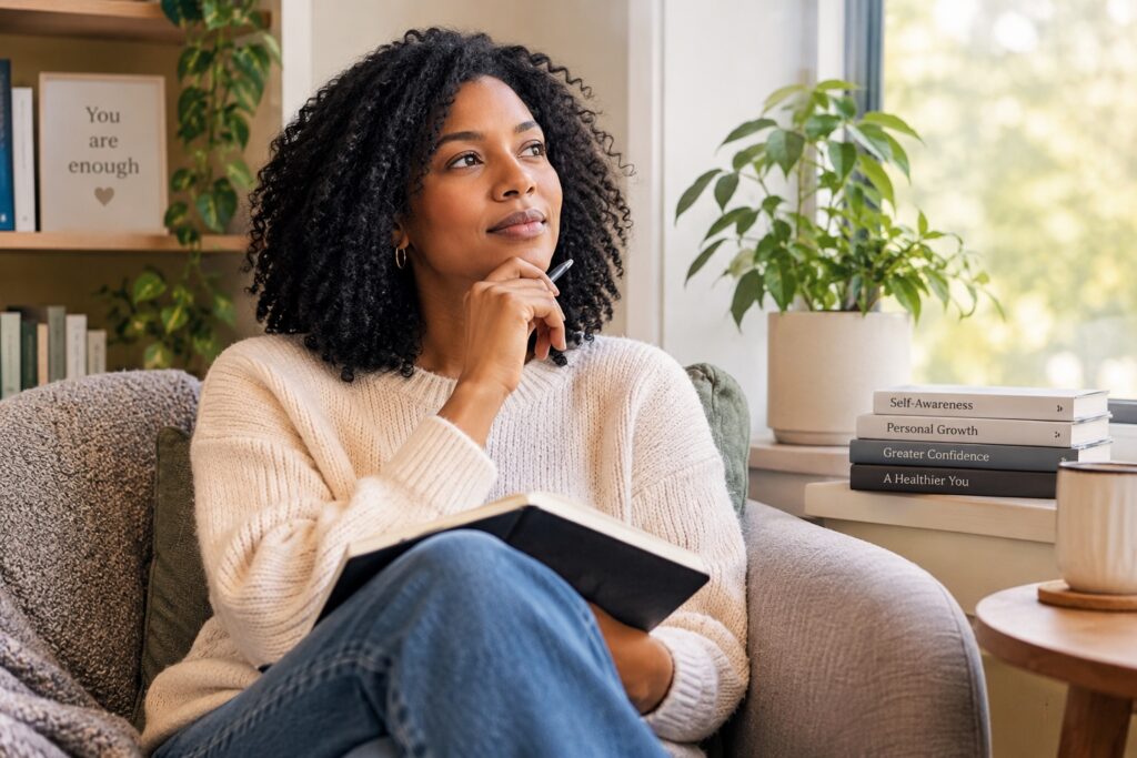 Person reflecting on self-doubt and building self-trust.